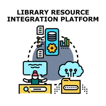 Library resource integration platform managing digital data Stock Illustration