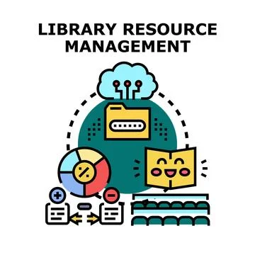 Library resource management system concept illustration Stock Illustration