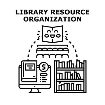 Library resource organization managing information flow system 스톡 일러스트