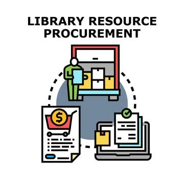 Library resource procurement purchasing process concept Stock Illustration