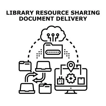 Library resource sharing and digital document delivery Stock Illustration
