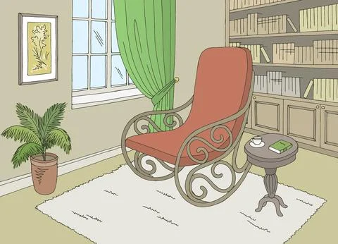 Library room graphic color interior sketch illustration vector Иллюстрация