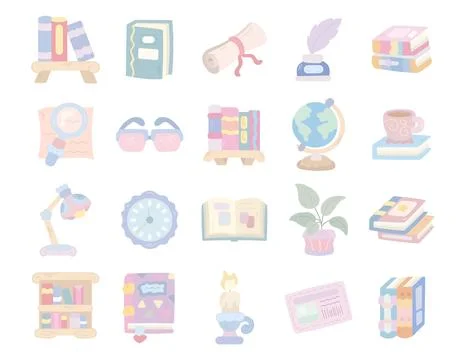 Library set in scandinavian style Stock Illustration