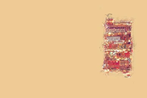 Library setting with books and reading material Illustrazione stock