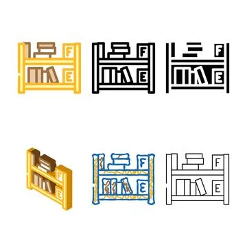 Library shelf color types icon vector Stock Illustration