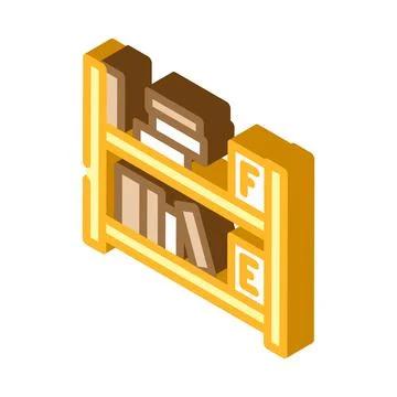 Library shelf isometric icon vector illustration Stock Illustration