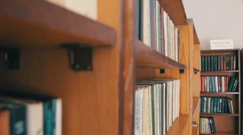 Library Shelves With Books Stock Footage 66878071