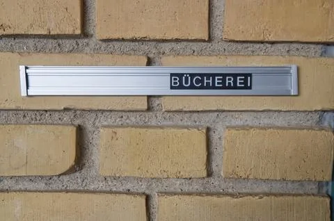 Library Sign - Bcherei Stock Photos