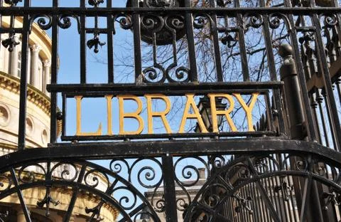 Library sign Stock Photos