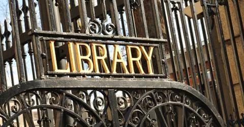 Library sign Stock Photos