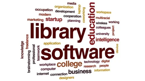 Library software animated word cloud, text design animation. Stock Footage 81534105