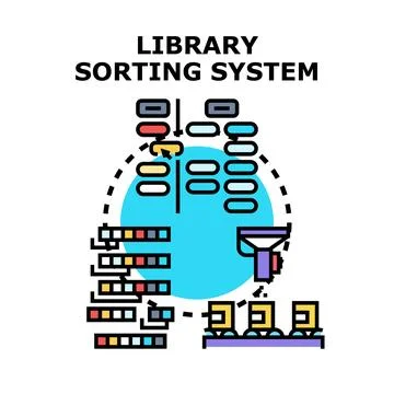 Library sorting system diagram illustrating data organization Stock Illustration