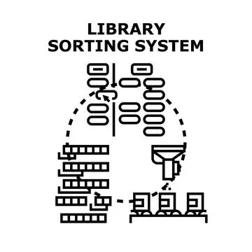 Library sorting system diagram illustrating data organization Stock Illustration
