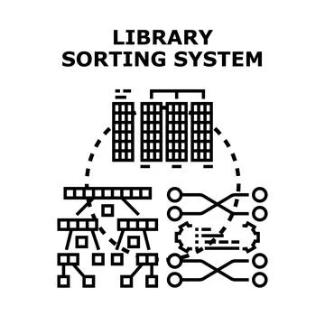 Library sorting system organizing complex data structure イラスト素材