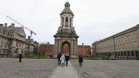 Library Square and the Campanile, Trinity College, Dublin, Republic of Irelan Stock Footage 108857975