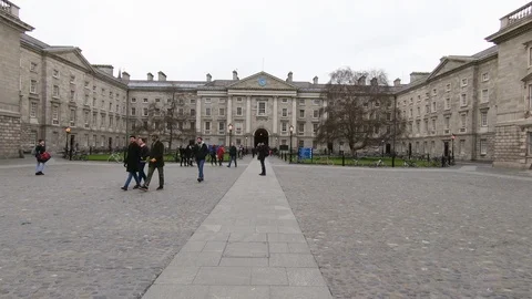 Library Square and the Campanile, Trinity College, Dublin, Republic of Irelan Stock Footage 108857997