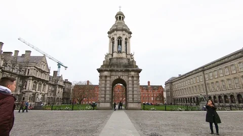 Library Square and the Campanile, Trinity College, Dublin, Republic of Irelan Stock Footage 108858059