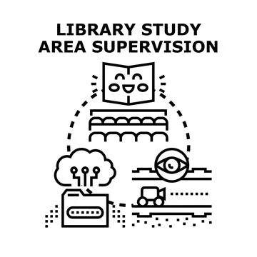Library study area supervision concept illustration Stock Illustration