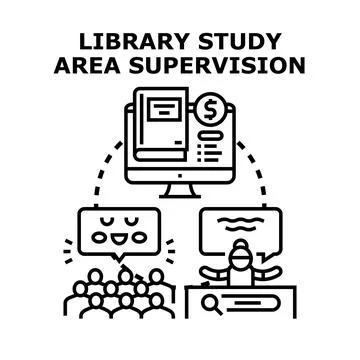 Library study area supervision concept vector illustration Stock Illustration