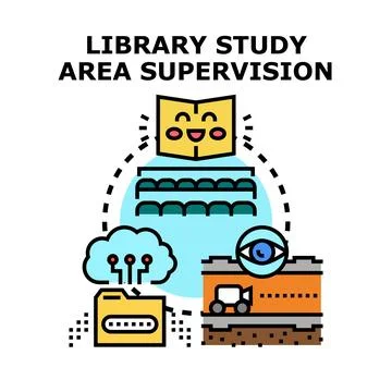 Library study area supervision concept illustration Stock Illustration