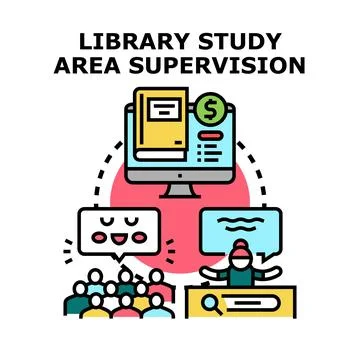 Library study area supervision concept vector illustration Stock Illustration