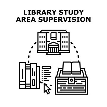 Library study service supervision managing information resources イラスト素材