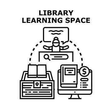 Library studying learning space searching information concept イラスト素材