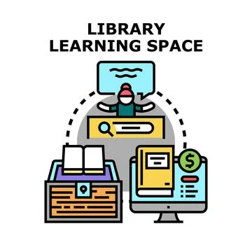 Library studying learning space searching information concept イラスト素材