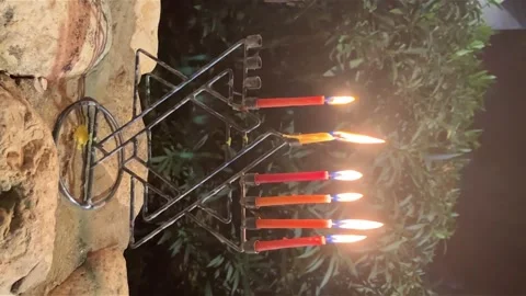 Library in the synagogue Shofar on the shelf. Stock Footage 261331564