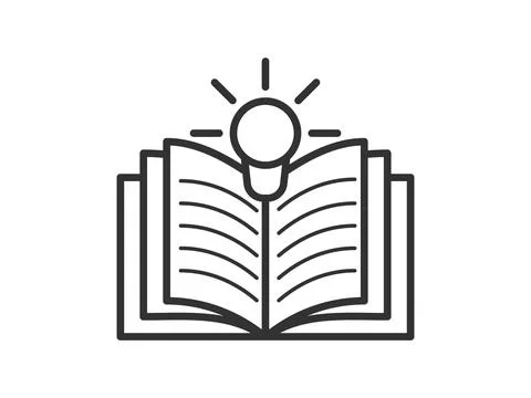 Library theme icon with book with light bulb. Vector illustration Stock Illustration