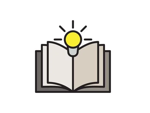 Library theme icon with book with light bulb. Vector illustration Stock Illustration
