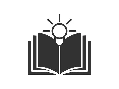 Library theme icon with book with light bulb. Vector illustration Stock Illustration