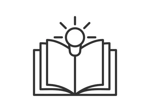 Library theme icon with book with light bulb. Vector illustration Stock Illustration
