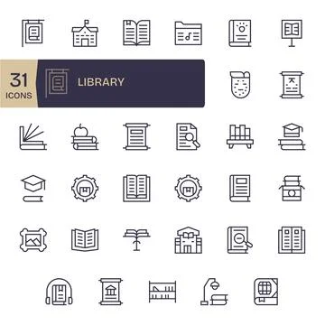 Library Vector Icon Toolkit featuring 35 Pixel Aligned Retina Ready Regular.. 스톡 일러스트
