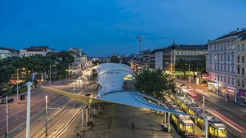 Library Vienna Sunset Timelapse Stockbeeldmateriaal 89974541