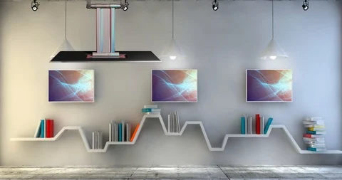 Library Virtual Set Video stock 119326549