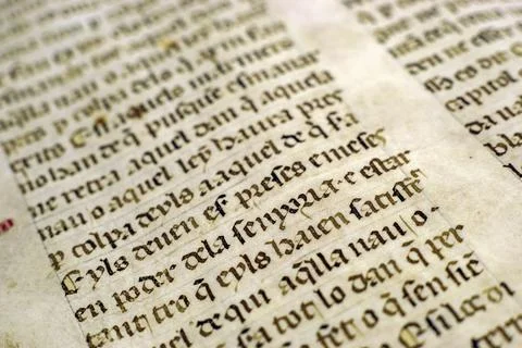 Libro del Consolat de la mar, siglo XIV.Biblioteca Balear, Monasterio de la R Stock Photos