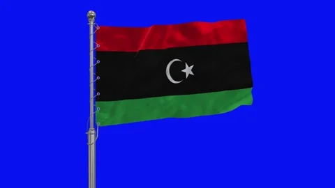 Libya 3D 4K Flag Realistic Waving in the Wing Insolated Blue Screen Stock Footage 309508013