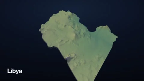 Libya 3D elevation relief map Stock Footage 340608858