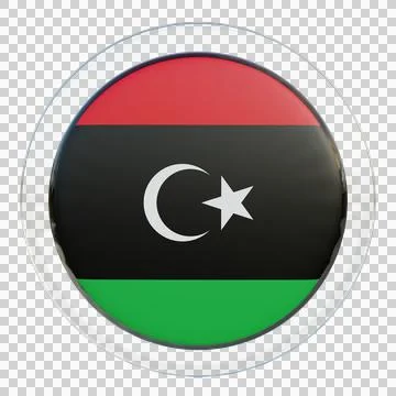 Libya 3d illustration flag on pole. Wood flagpole Stock Illustration