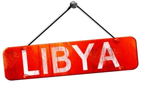 Libya, 3D rendering, a red hanging sign Stock Illustration