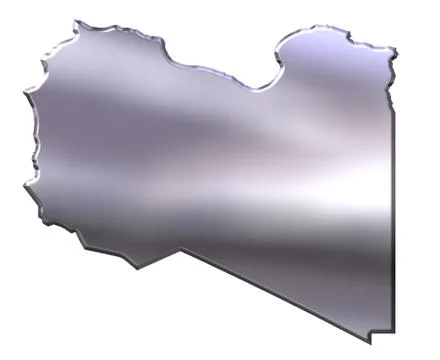 Libya 3D Silver Map Stock Illustration