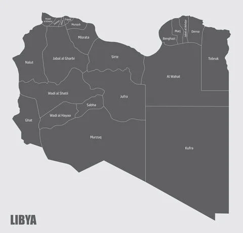 Libya administrative map Stock Illustration