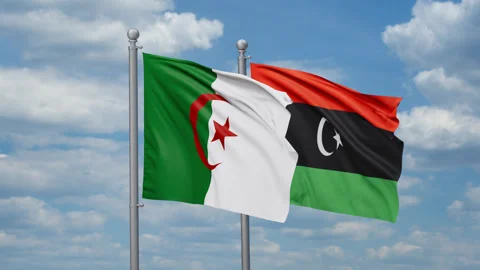 Libya and Algeria two flags Stock Footage 269315609