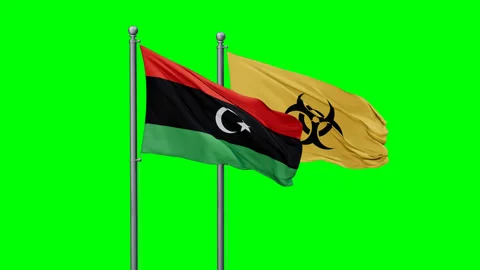 Libya and Biological hazard flags Stock Footage 293211156