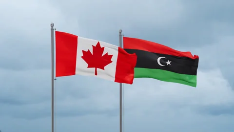 Libya and Canada flag Stock Footage 252024557