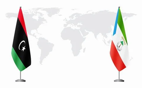 Libya and Equatorial Guinea flags for official meeting Stock Illustration