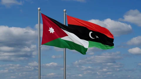 Libya and Jordan two flags Stock-Footage 284801626