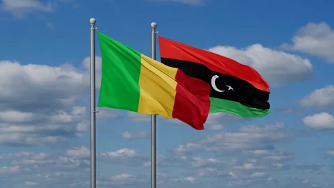 Libya and Mali two flags Stock Footage 286429754