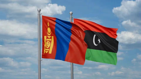 Libya and Mongolia two flags Stock-Footage 271117880